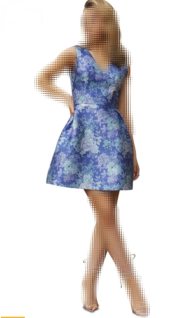 پیراهن زنانه کوتاه مجلسی آبی  ساتن