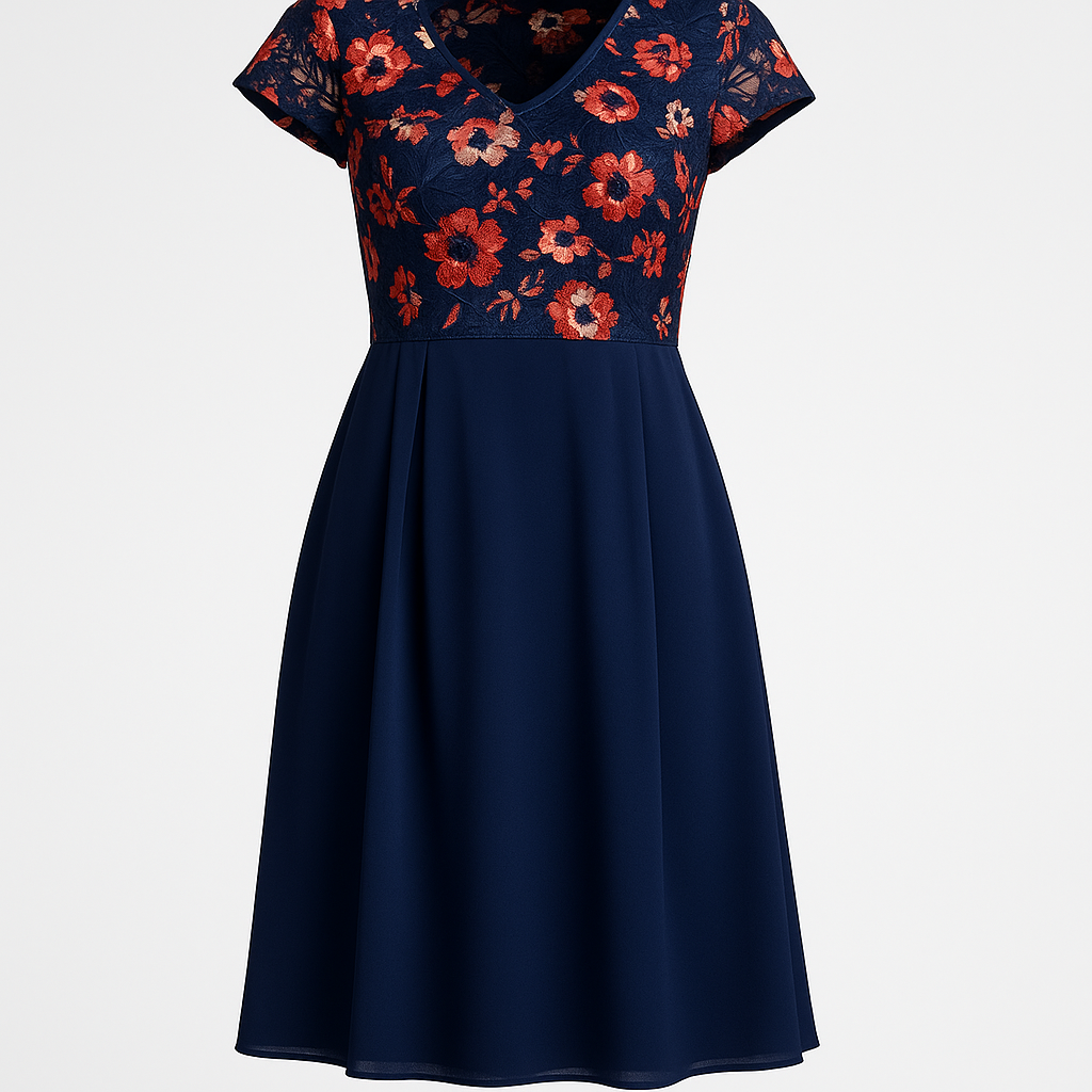 پیراهن زنانه مجلسی میدی سرمه ای اورجینال