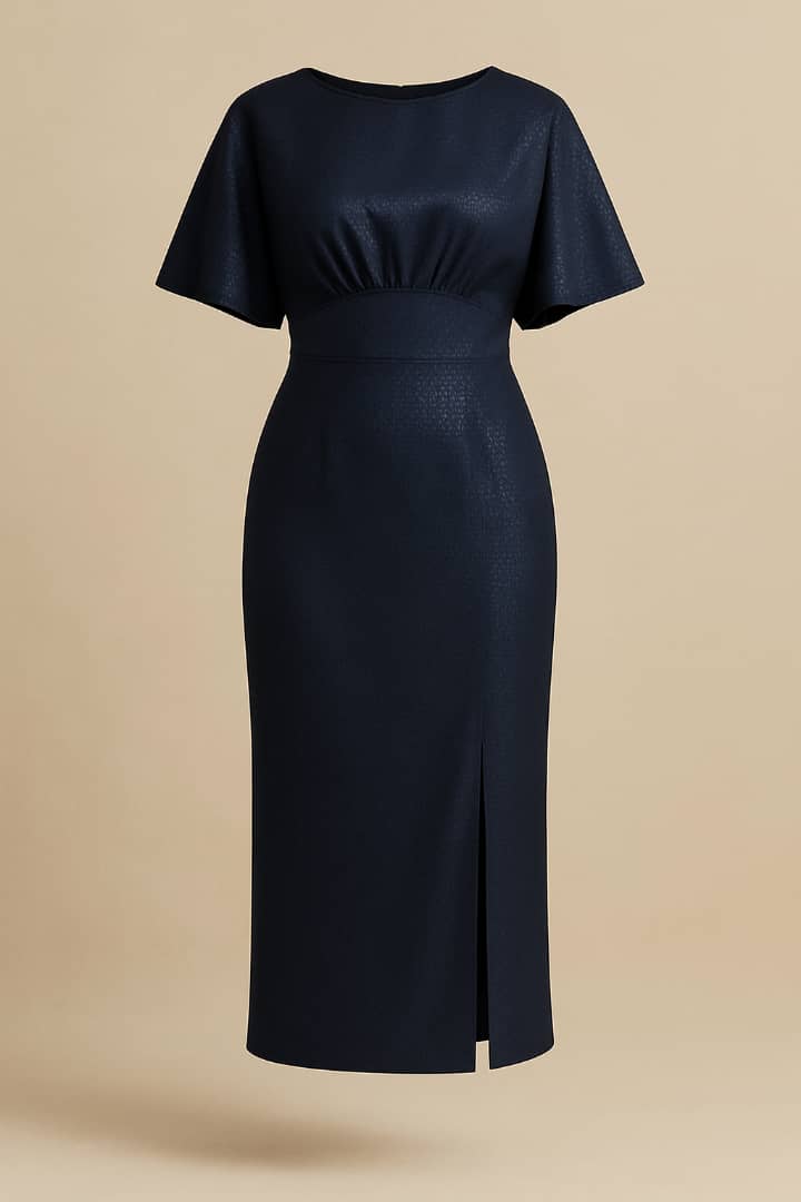 پیراهن زنانه سایز بزرگ مجلسی سرمه ای ساتن