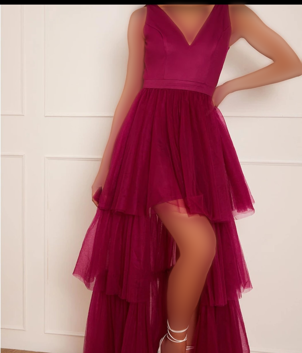 پیراهن بلند زنانه مجلسی برند chichi آلبالویی